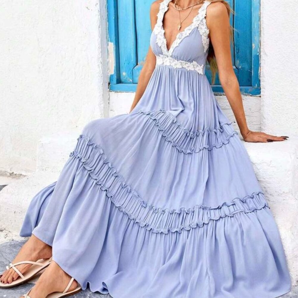 Shein Plus Lace Ruffle Max Sundress